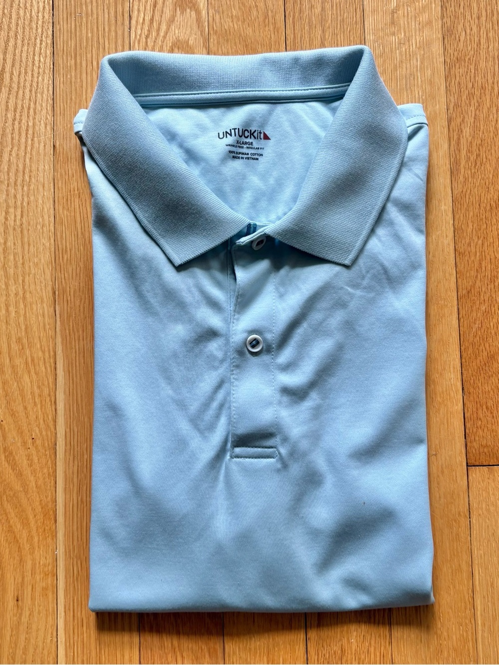 UNTUCKit Mens Short Sleeve Polo Supima Cotton Wrinkle Free Regular XL Light Blue
